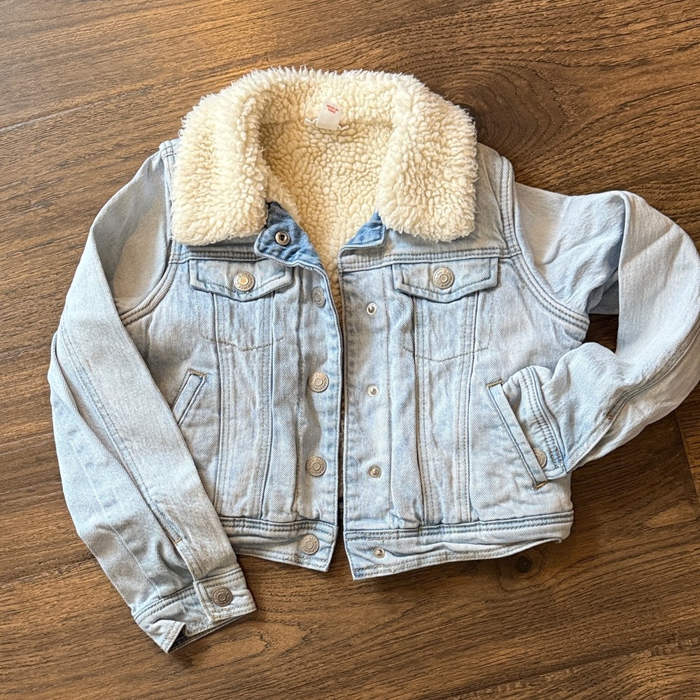 Cat & Jack Light Blue Jean Jacket with Cream Collar